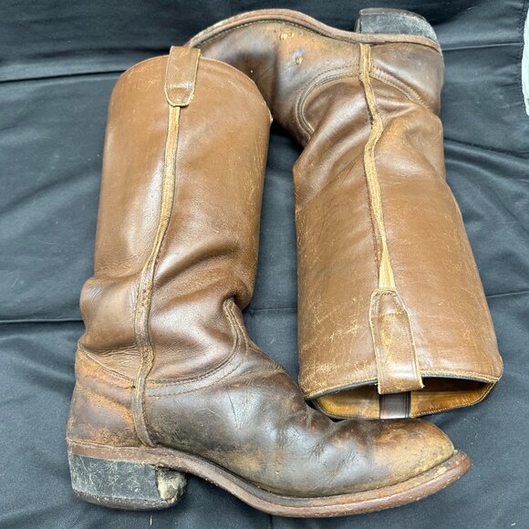 Durango Vintage Cowboy Boots Men’s 7 EE (Wide) Brown Leather Made USA 9034 Durango Brown Leather Cowboy Boots Mens Size 9 EE Made In  main image 4